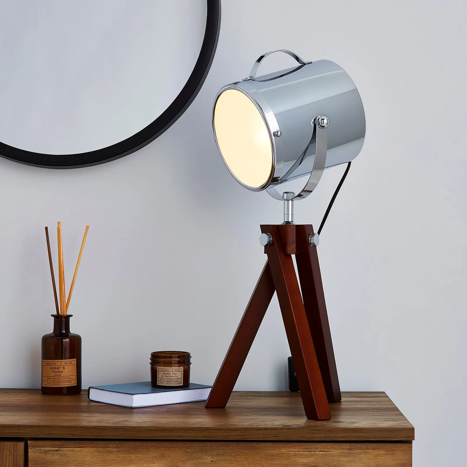 Carlton Camera Tripod Dark Wood Table Lamp Wood (Brown)