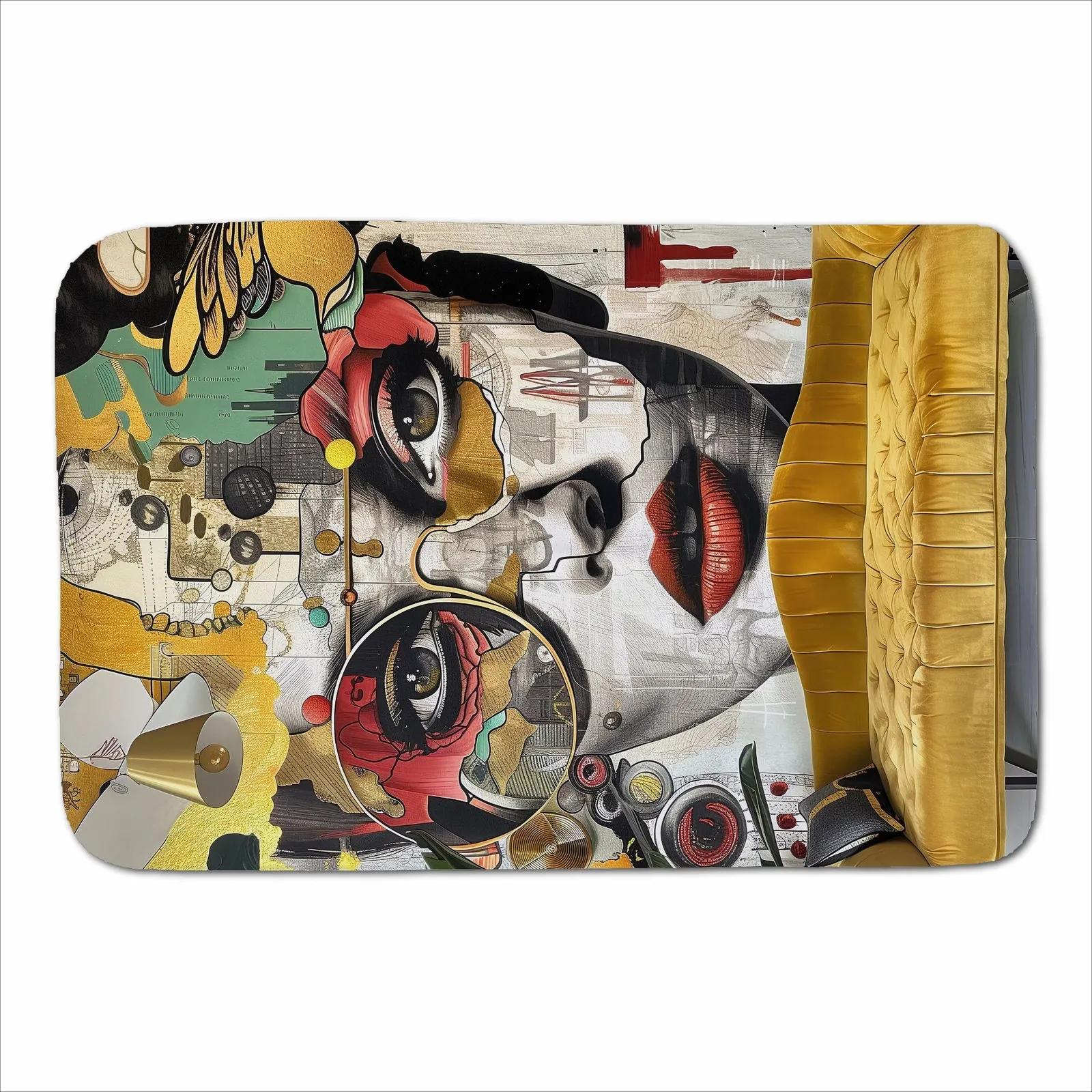 Warren Reed - Designer Abstract Face Behind Sofa Sherpa Blanket