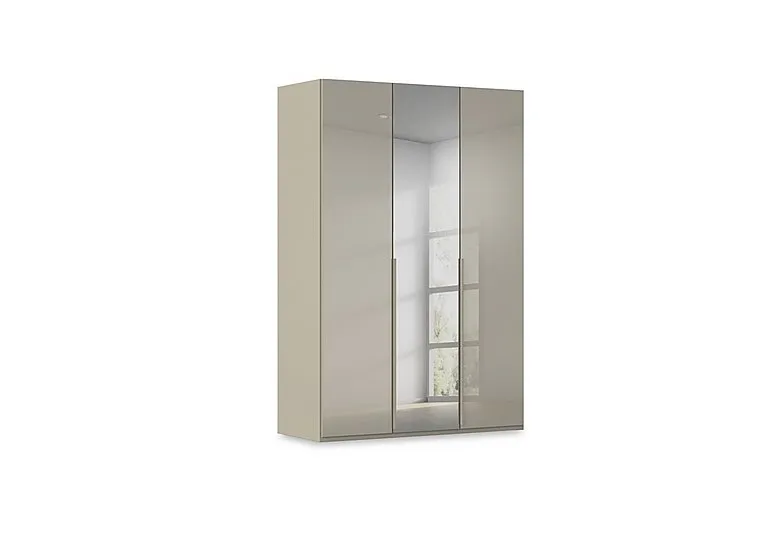 Haven 151cm 3 Door Hinged Wardrobe with 2 Glass Doors and 1 Mirror Door