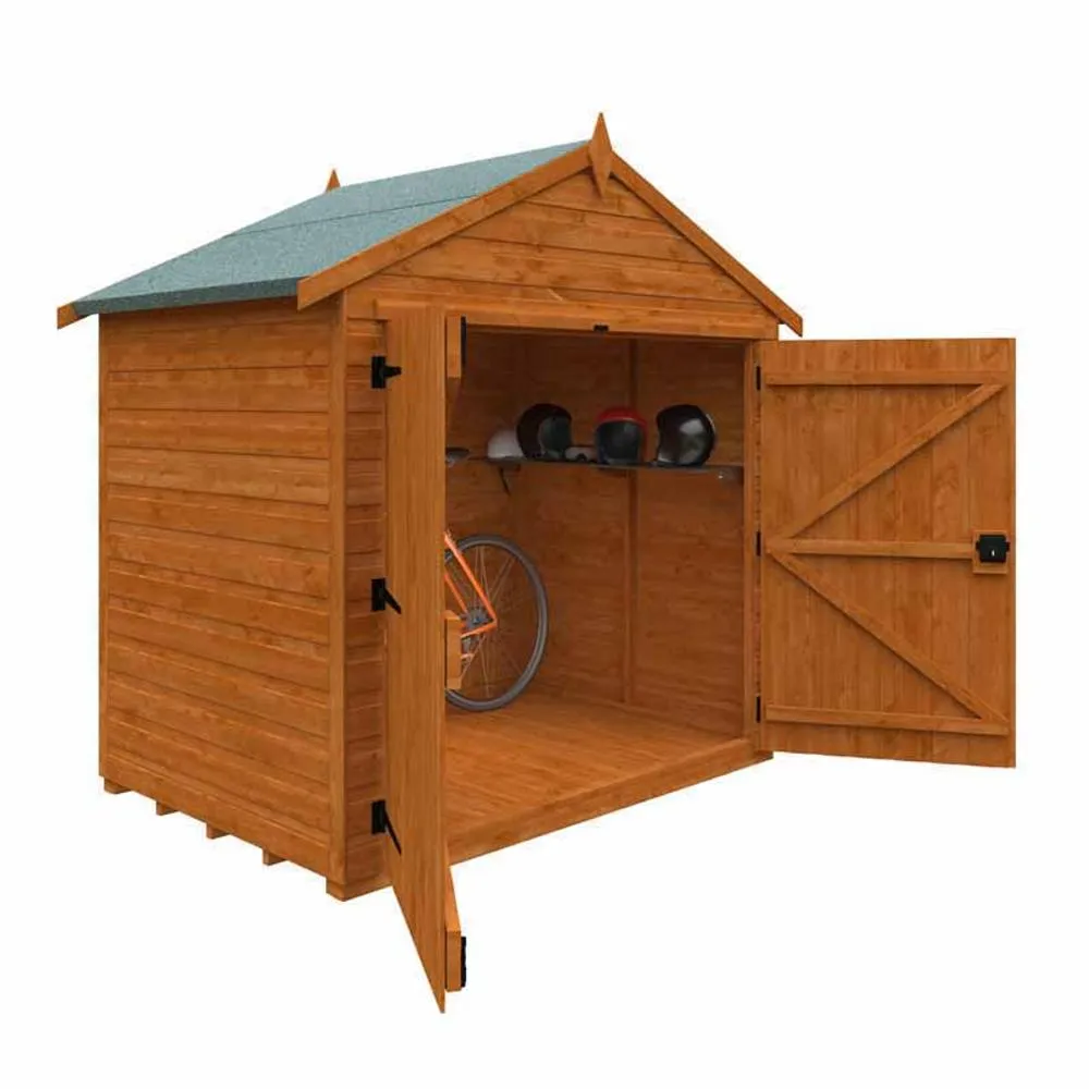 Buttercup Farm 4x6 Flex Apex Bike Shed 12mm Flex - L123.8 x W175 x H195.3 cm in Burnt Orange 2