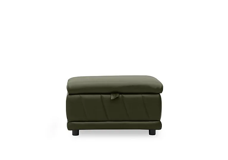 Genius Leather Storage Footstool - Oslo Pine