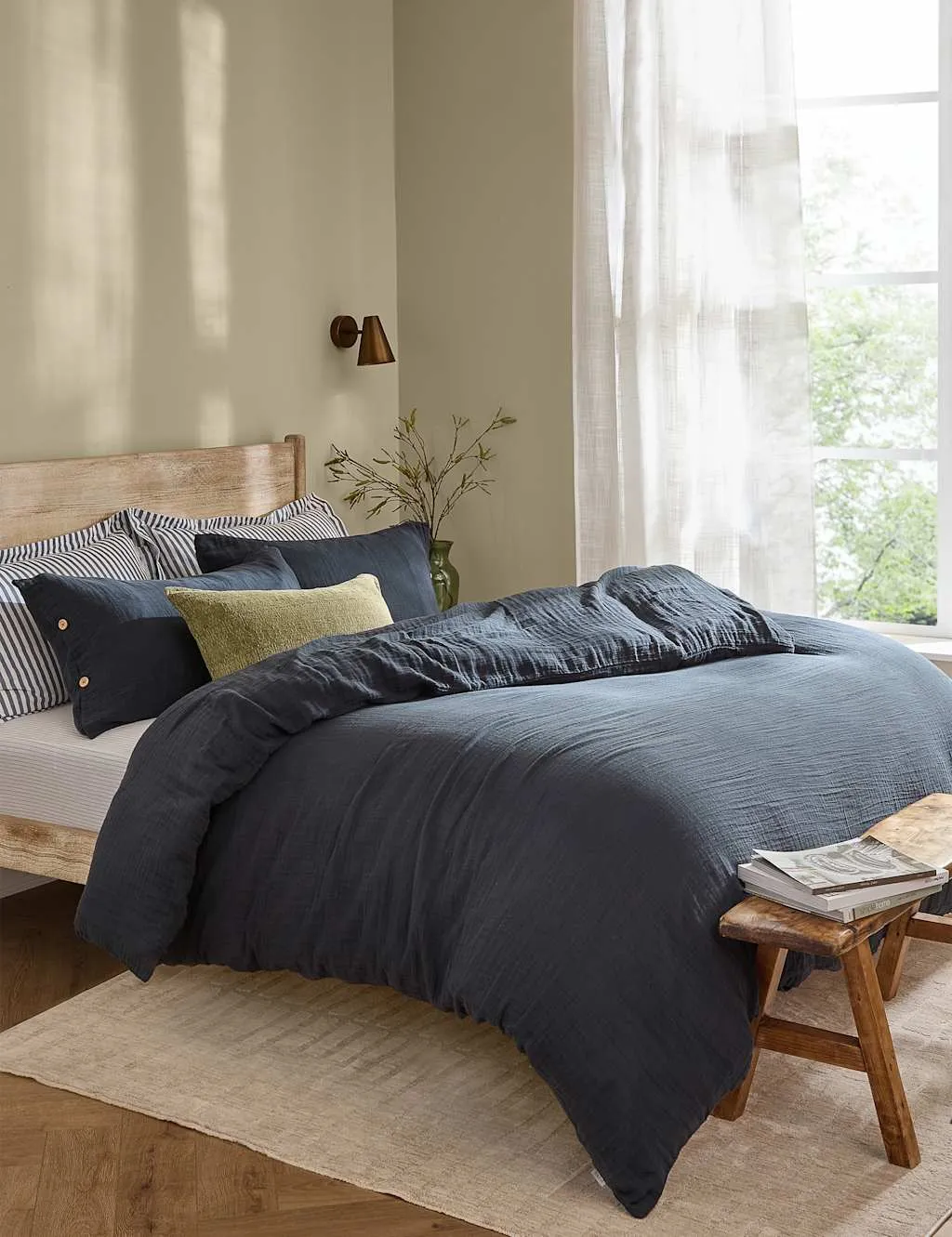YARD Lark Pure Cotton Bedding Set Navy