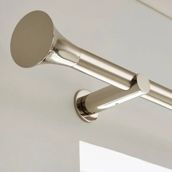 Flush Trumpet Fixed Metal Curtain Pole with Rings 3