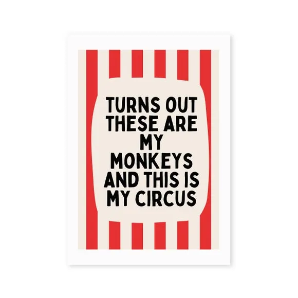 East End Prints Turns Out These Are My Monkeys Red Print 2