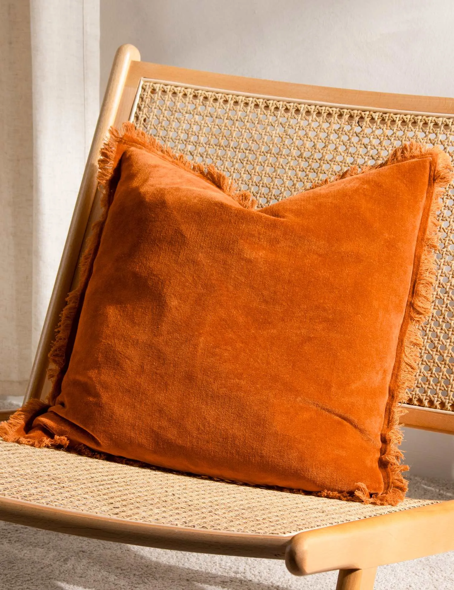 YARD Jaye Cotton Velvet Cushion Orange
