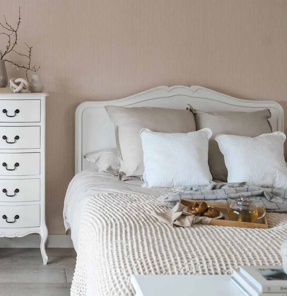 Statement Furniture Juliette French Style 5ft King Size Bed with Wooden Headboard in White 2