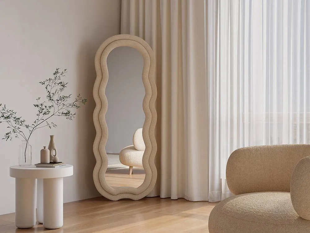 Vente-unique Velvet Mirror - W. 60 X H. 160 Cm - Beige - LINOA