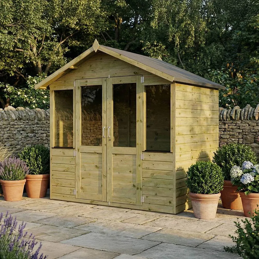 Mercia 7 x 5 Feet Traditional Summerhouse - L179.8 x W229.5 x H221.3 cm in Brown 4