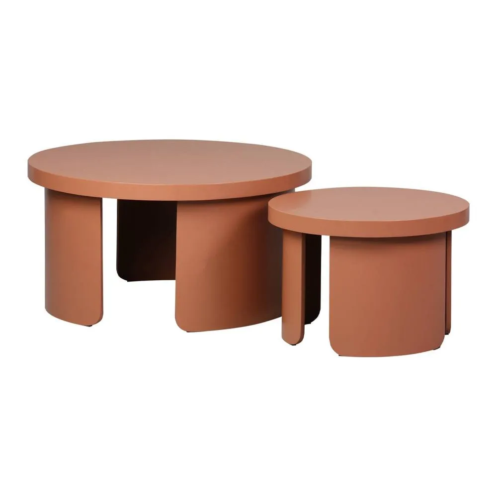 sweeek Set of 2 round nesting coffee tables in Terracotta 2