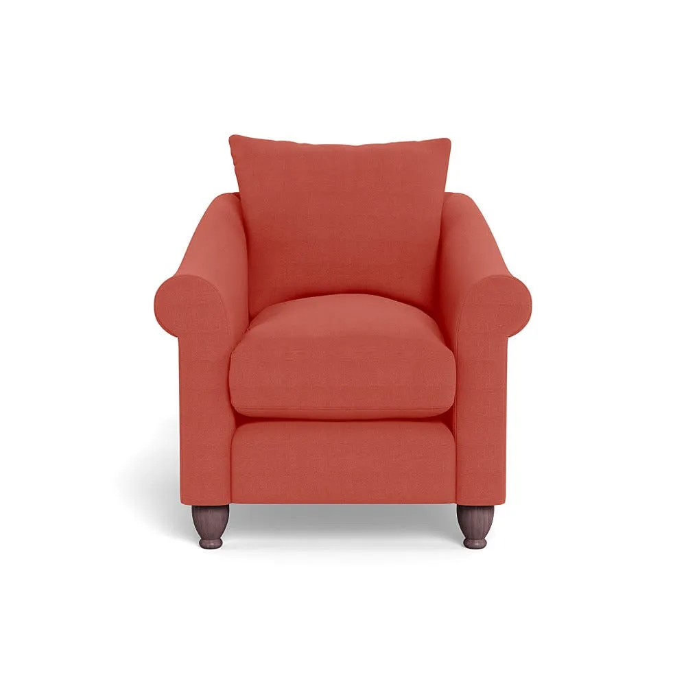 Heal's Devon Armchair Linen Grenadine Dark Brown Feet
