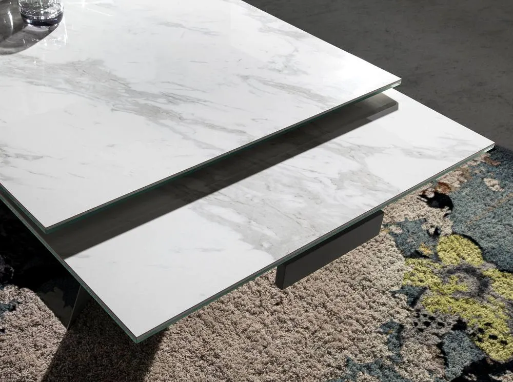 Angel Cerda Extendable Dining Table, Porcelain Marble Top, Black 5