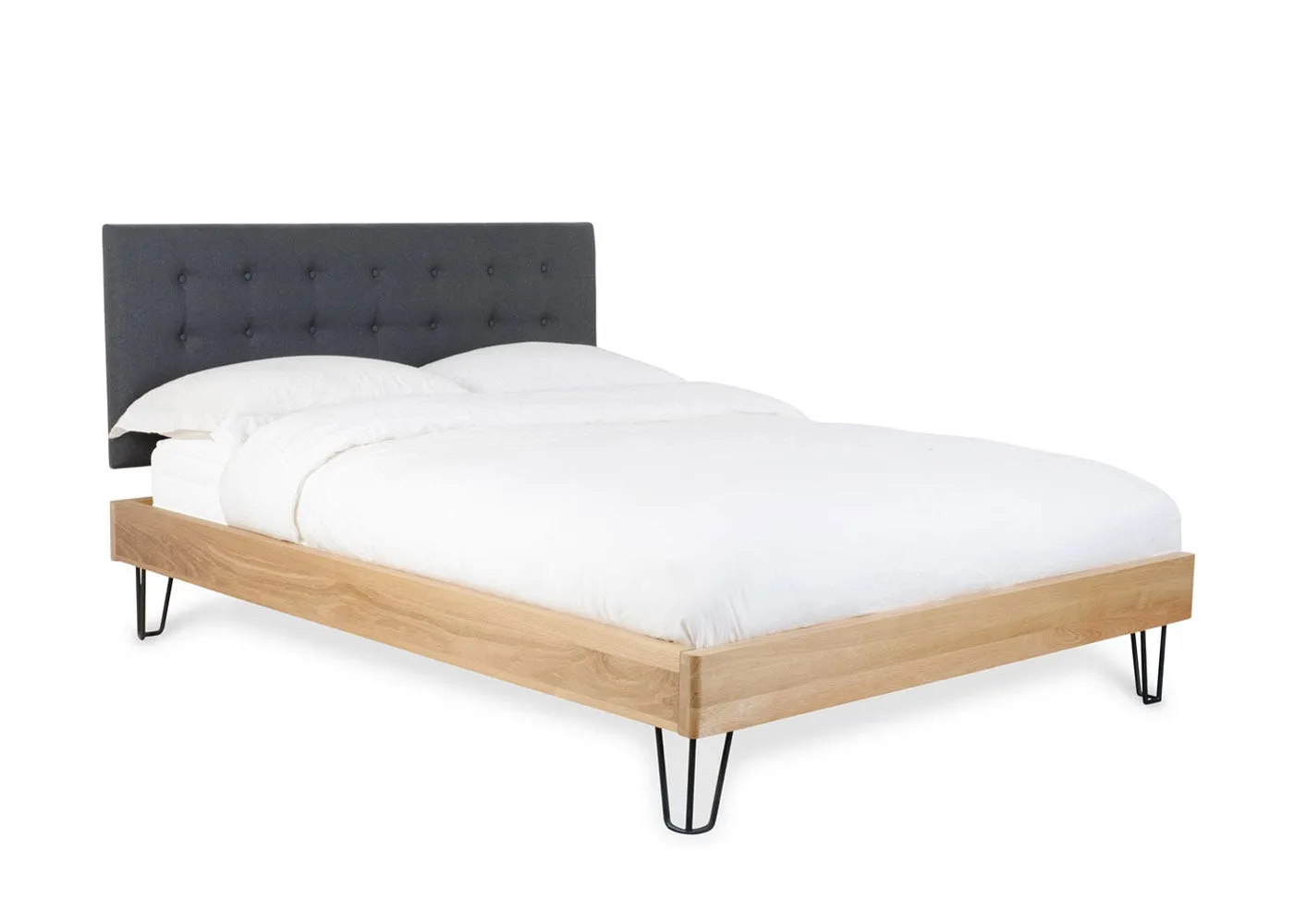 Heal's Brunel Bed Fabric Headboard Double Grey Oak 2