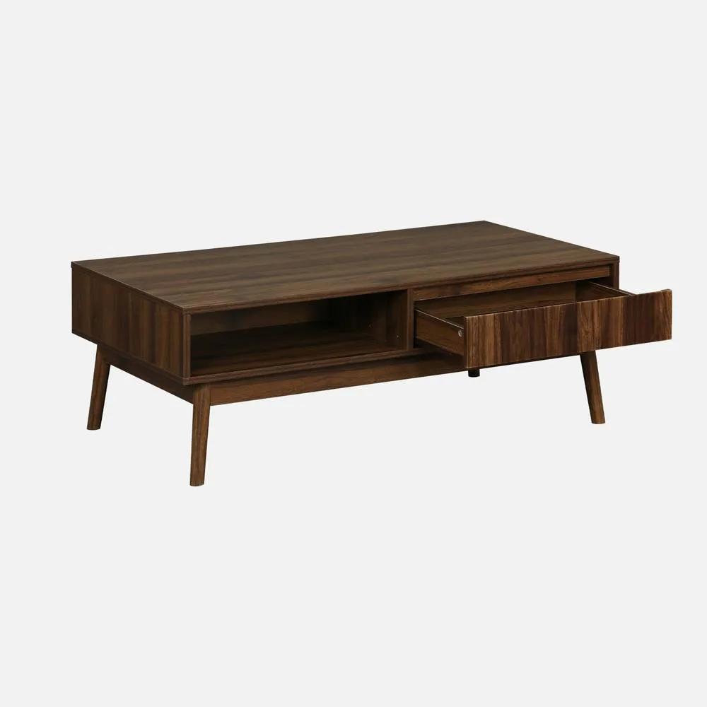 sweeek Grooved Wood Detail Coffee Table in Dark Brown 3