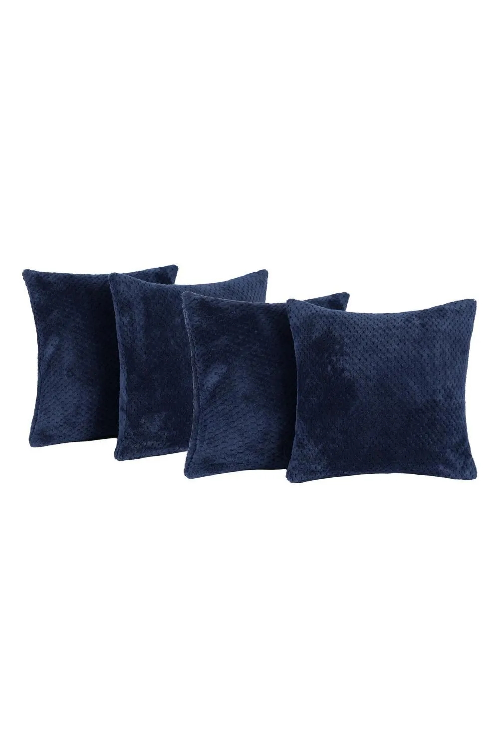 OHS 4 Pack of Waffle Fleece Square Cushion Covers in Navy