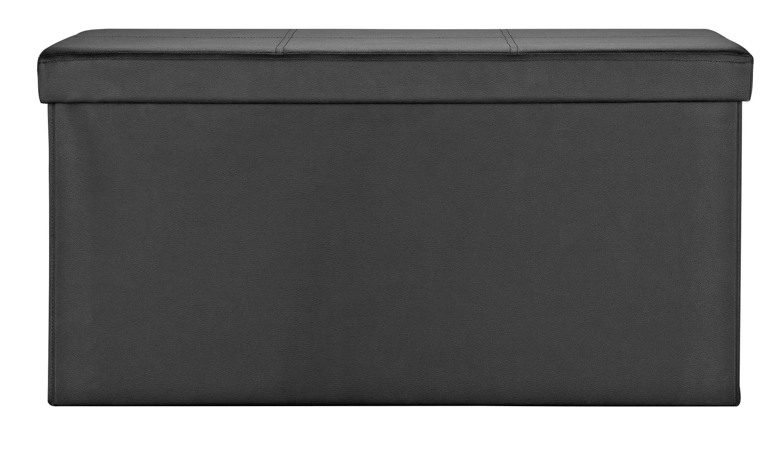 Argos Home Ashton Large Faux Leather Stitched Ottoman -Black
