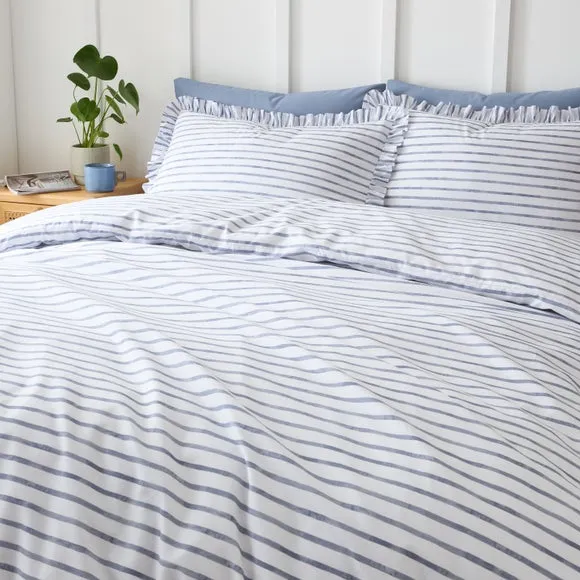 Laylah Frilled Stripe 100% Cotton Duvet Cover & Pillowcase Set 2