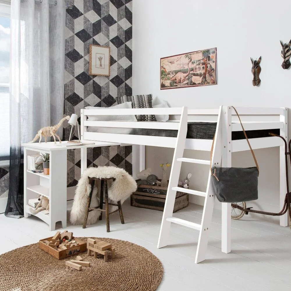 Nöa and Nani Moro Cabin Bed Midsleeper with Pullout Desk in White