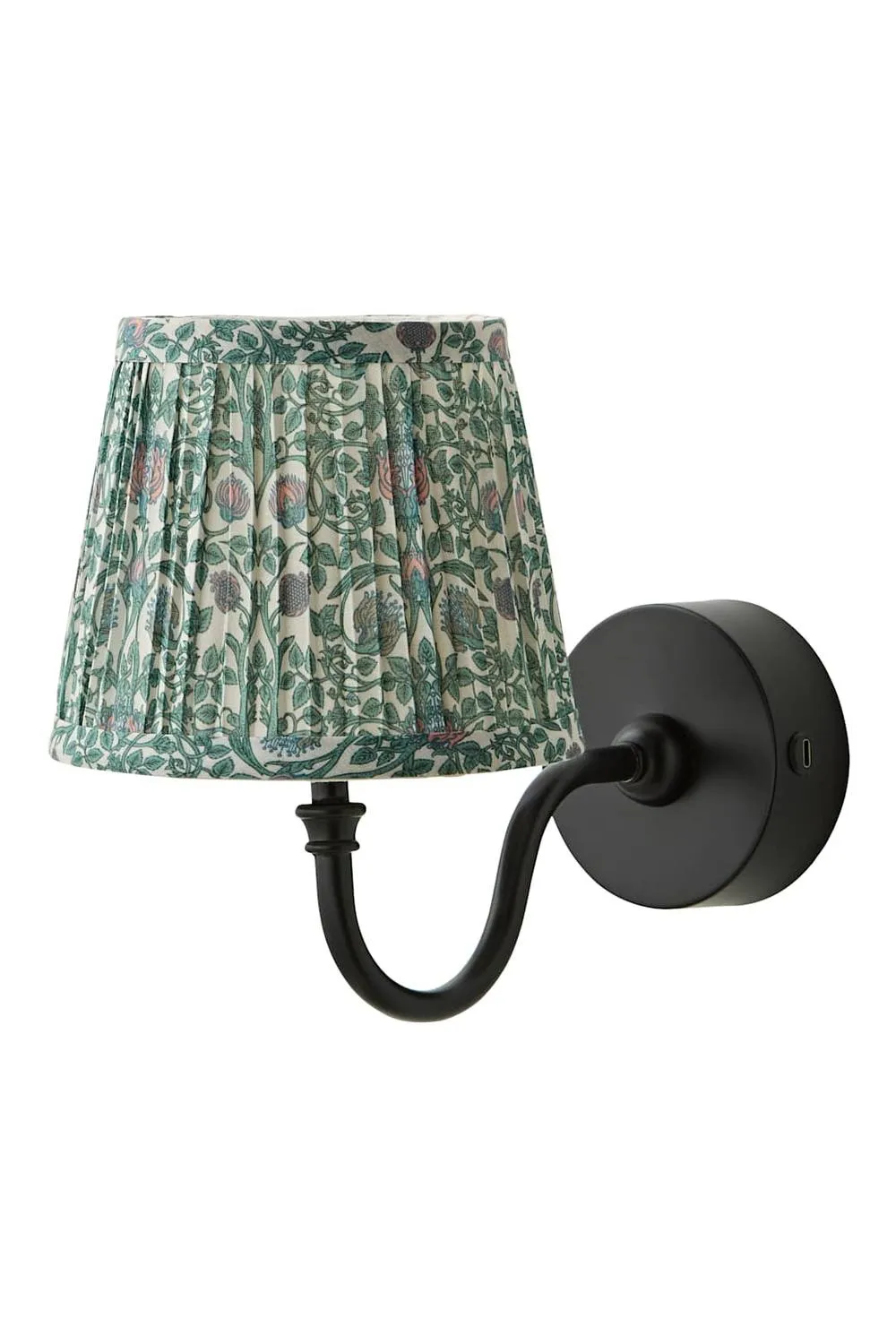 ValueLights Lowe Pair Floral Pleated Shade Metal Portable Rechargeable Wall Light in Black 6