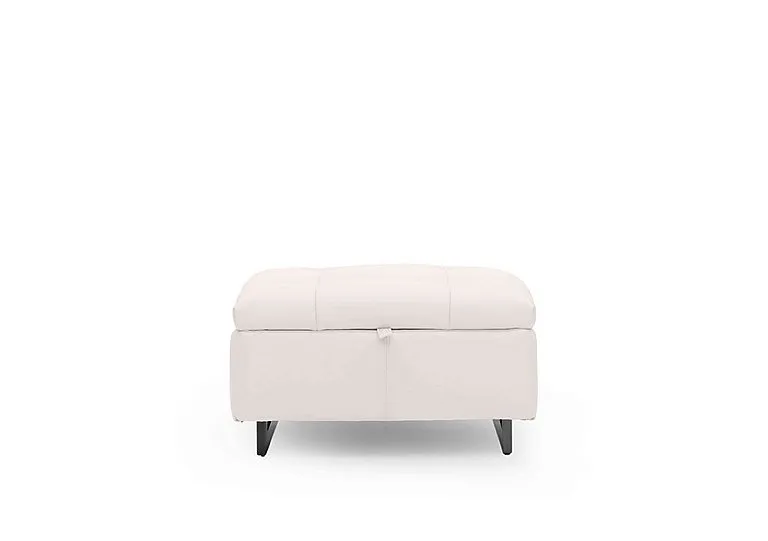 Gisella Leather Storage Footstool - Cotton
