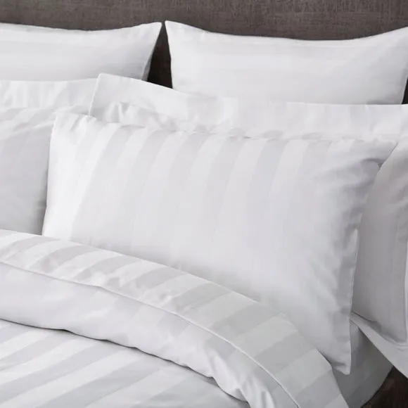 Hotel Stripe 230 Thread Count 100% Cotton Standard Pillowcase Pair
