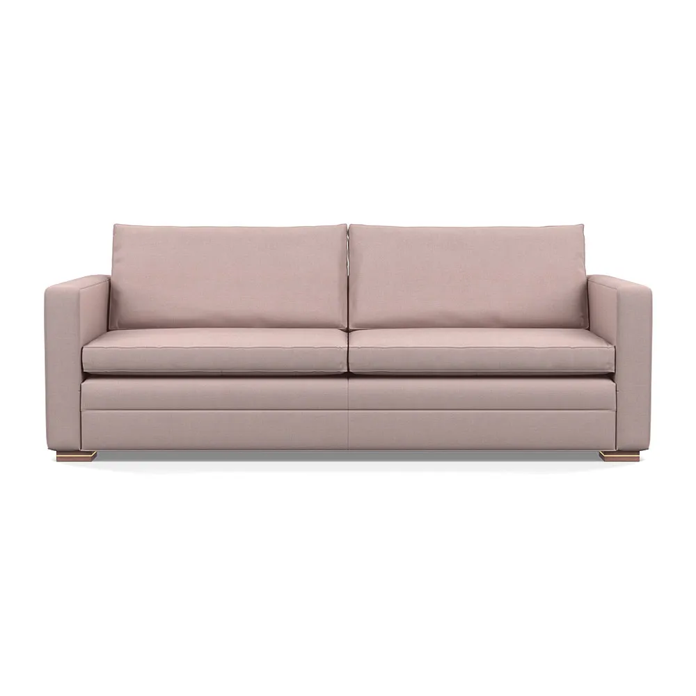 Heal's Palermo 4 Seater Sofa Siena Cotton Dusky Pink Brass/Walnut Feet 1