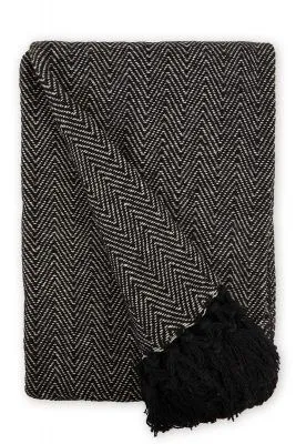 New Edge Blinds NewEdgeBlinds Hartley Collection Recycled Cotton Throw in Black (70" x 100"), Black