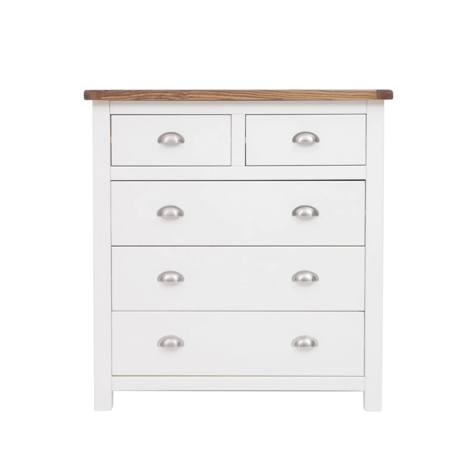 Cabinet Bits Lovere 5 Drawer Chest of Drawers Chrome Cup Handle in Off-White