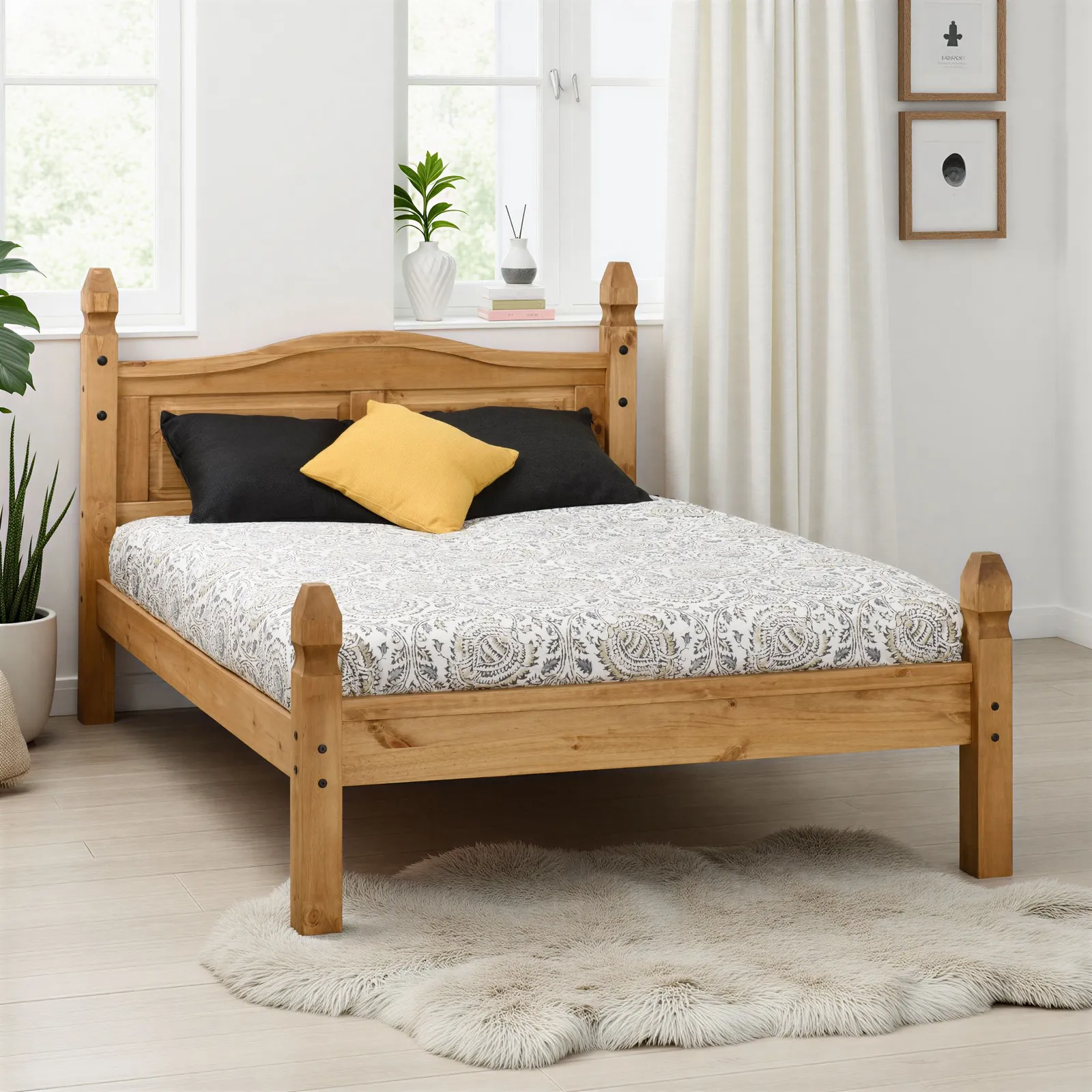 Seconique Corona 4'6" Double Bed Low Foot End in Natural