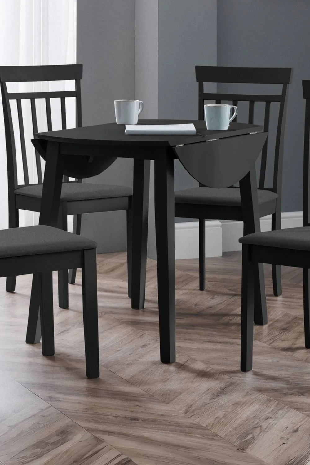 Julian Bowen Coast Round 2-4 Seater Drop Leaf Dining Table in Black 1