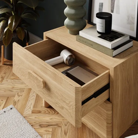Hatton 2 Drawer Wide Bedside Table 3