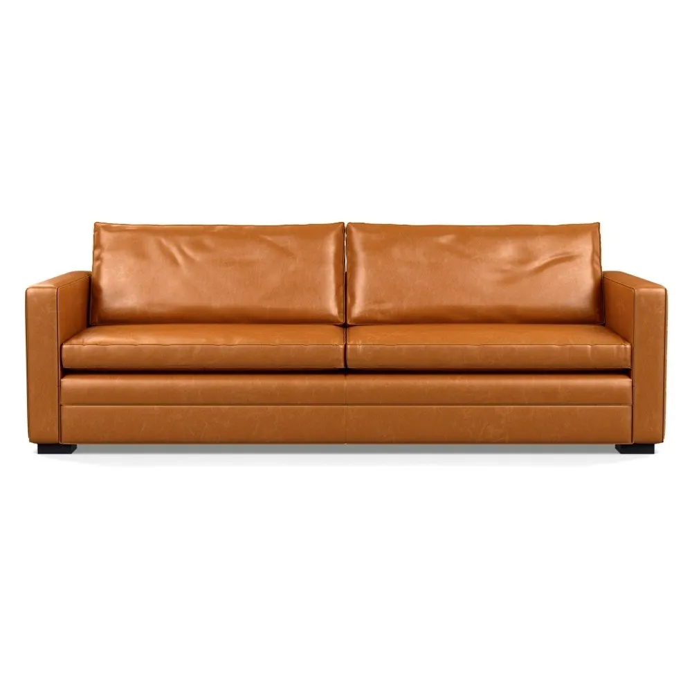 Heal's Palermo 5 Seater Sofa Stonewash Leather Toffee 277 Black Feet 1