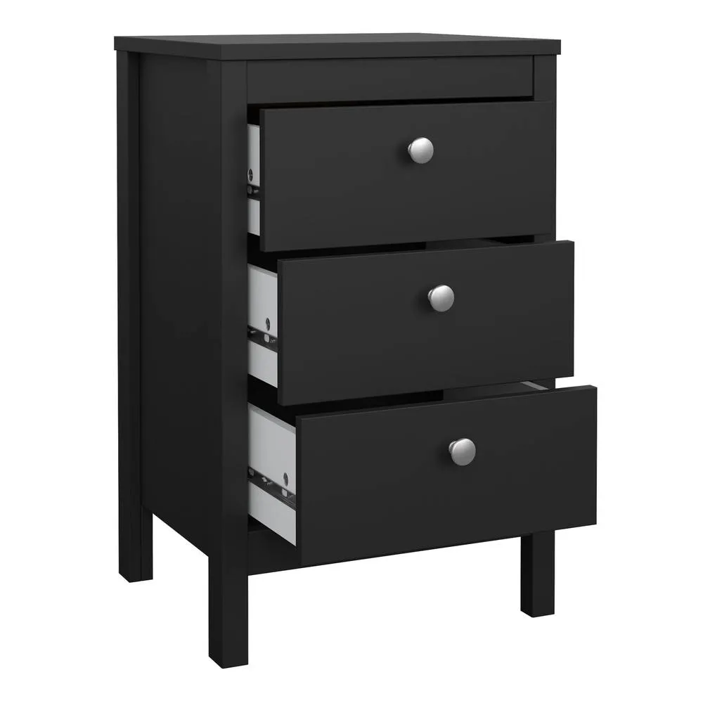 Furniture To Go Madrid Bedside Table 3 Drawers in Matt Black 6