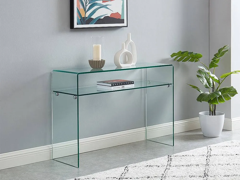 Vente-unique 1 - Compartment Console - Tempered Glass - Transparent - STILEOS in Clear