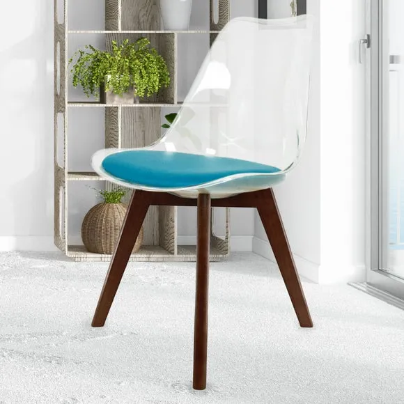 Fusion Living Soho Clear Plastic Dining Chair with Squared Legs