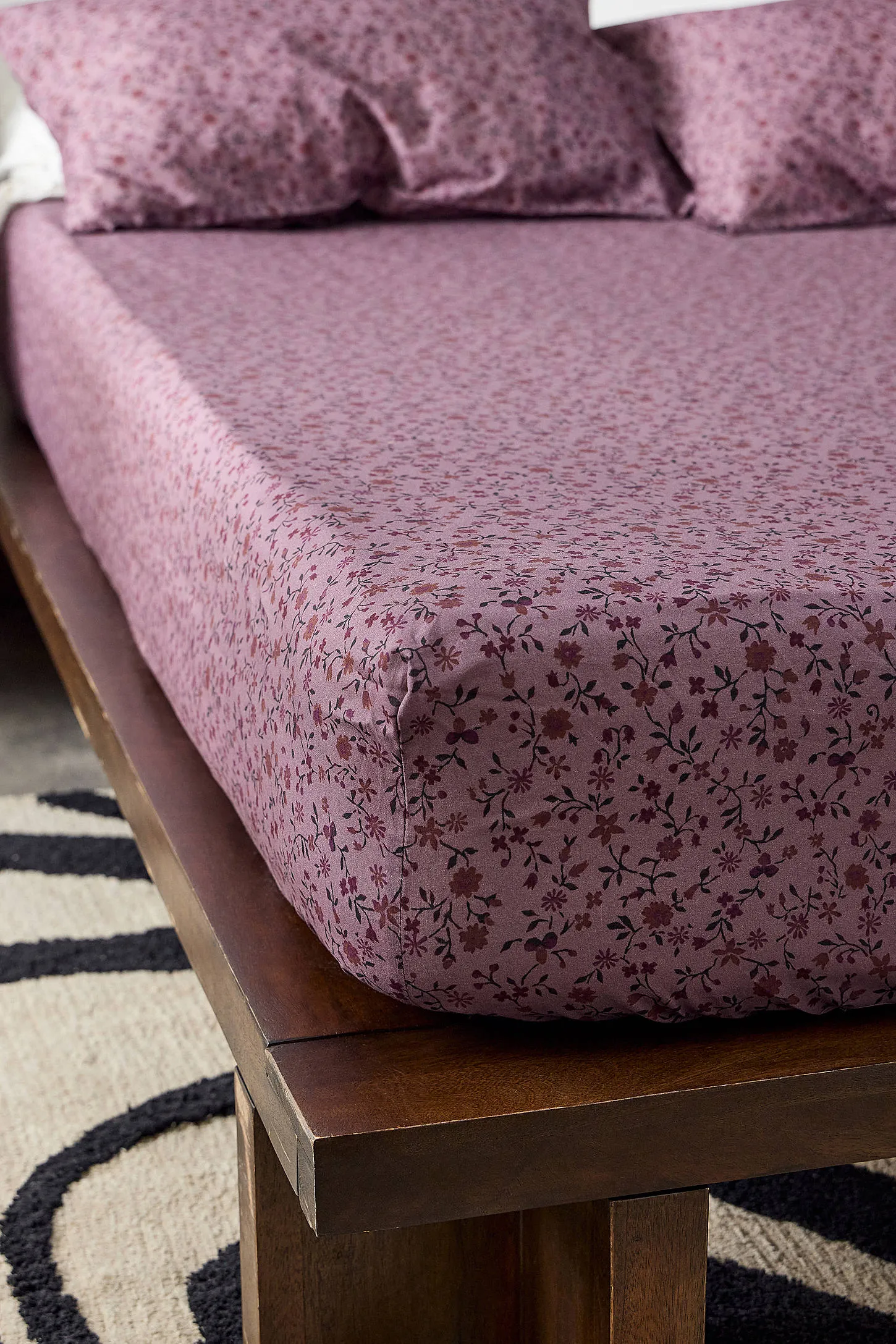 Purple Clarissa Fitted Sheet & Pillowcase Set - Purple 5