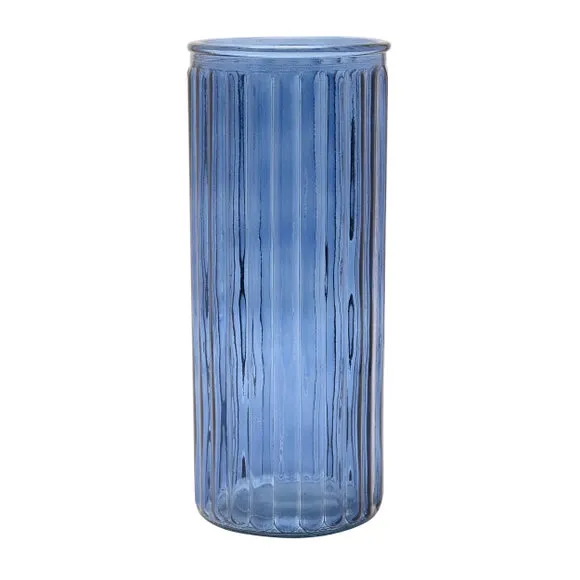 Hestia Cylindrical Ribbed Glass Vase 2