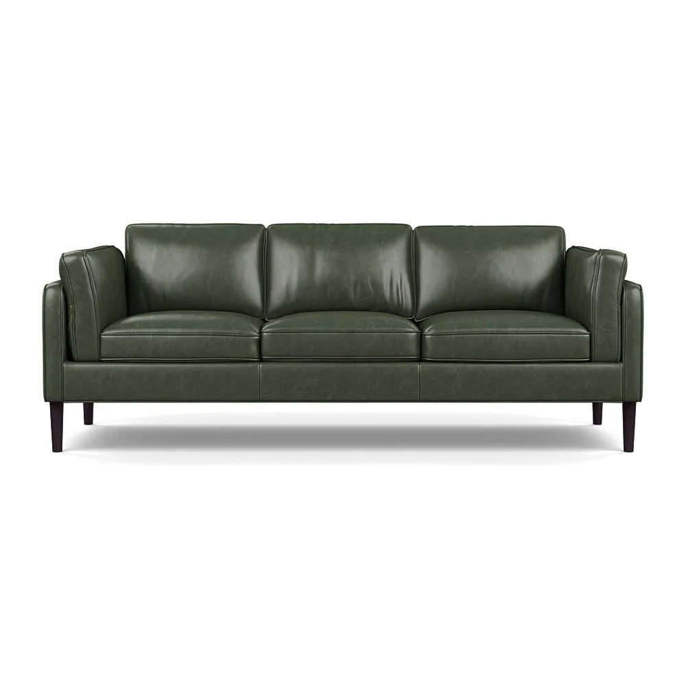 Heal's Sonno 4 Seater Leather Stonewash Vintage Green 268 Wenge Black Feet 1