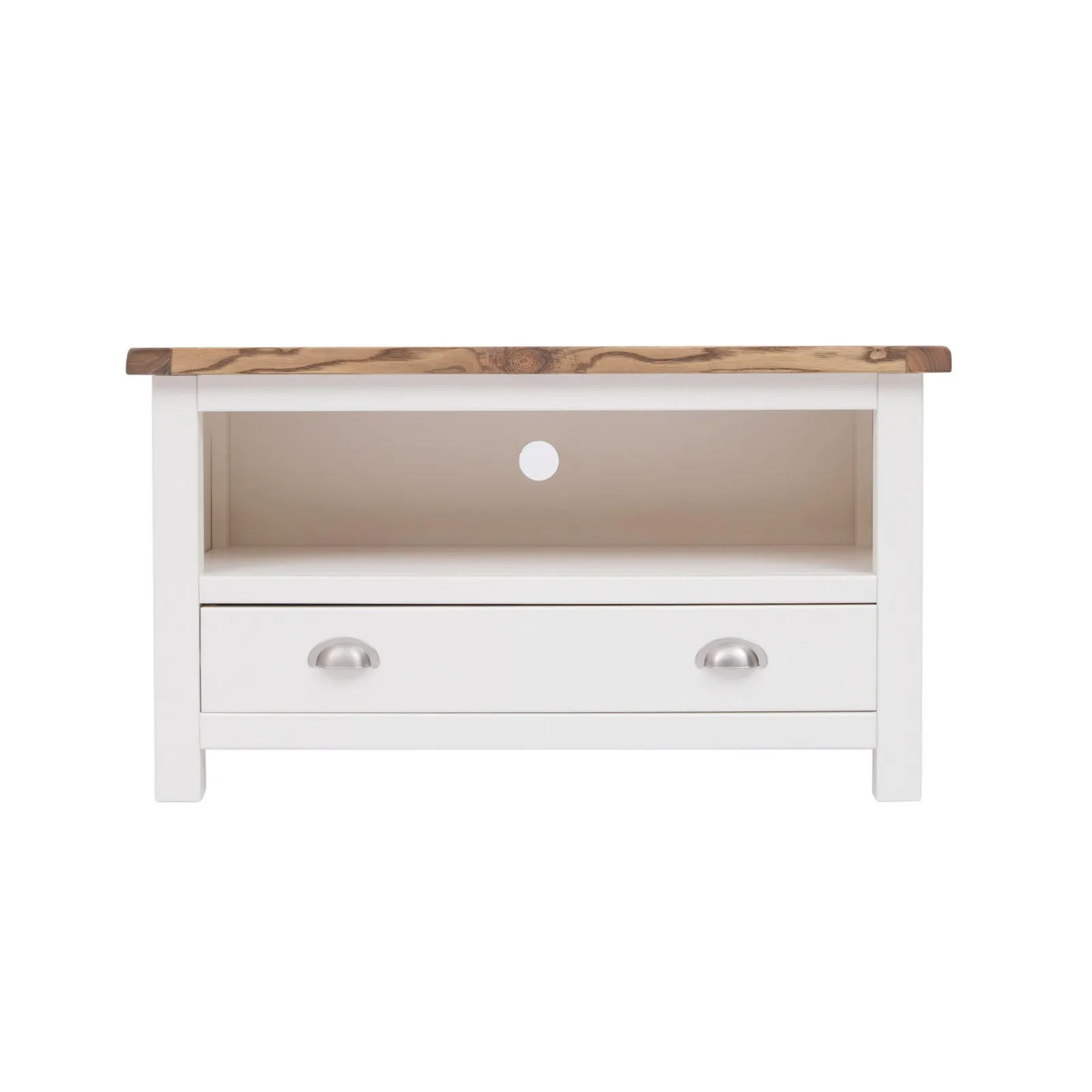 Cabinet Bits Lovere Off-White 1 Drawer TV Cabinet Chrome Cup Handle