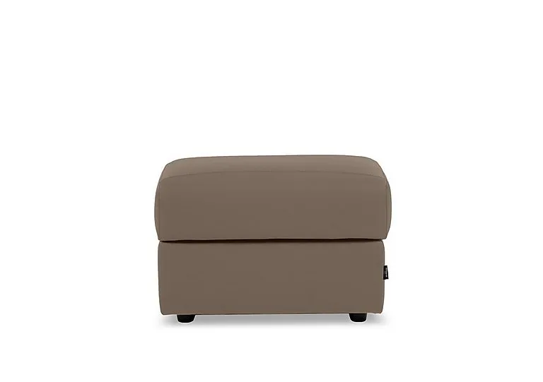 Marconi Rectangular Leather Storage Footstool - Torello Taupe