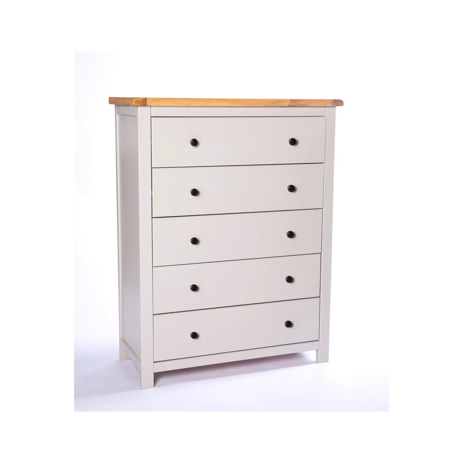Cabinet Bits Argenta 5 Drawer Chest of Drawers Brass Knob in Light Grey