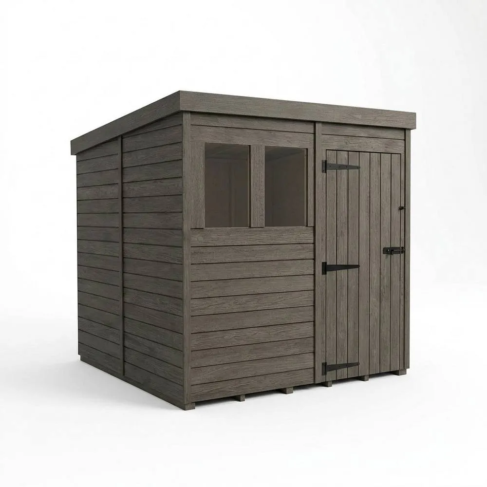 Buttercup Farm 7ft x 10ft Composite Pent Garden Shed Single Door With Windows - Grey
