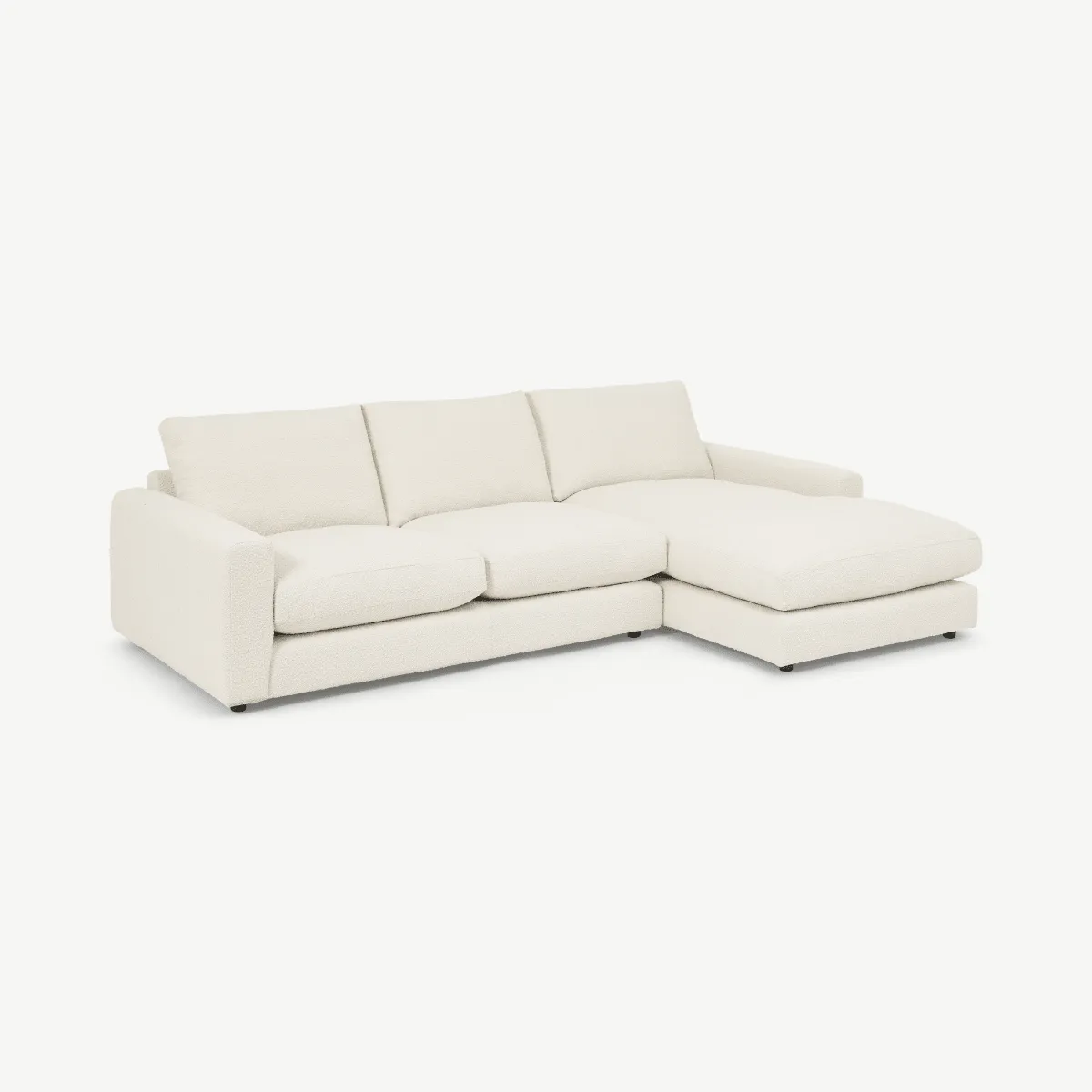 Arni Right Hand Facing Chaise End Sofa, Ivory White Boucle