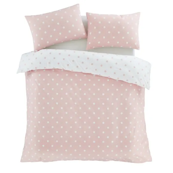 Catherine Lansfield Polka Dot 100% Brushed Cotton Duvet Cover & Pillowcase Set 5