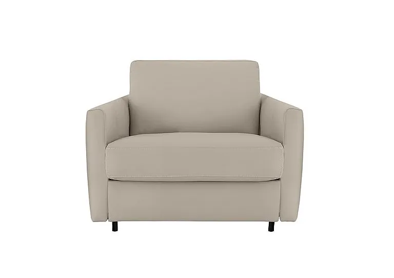 Alcova Leather Chair Sofa Bed with Slim Arms - Botera Crema