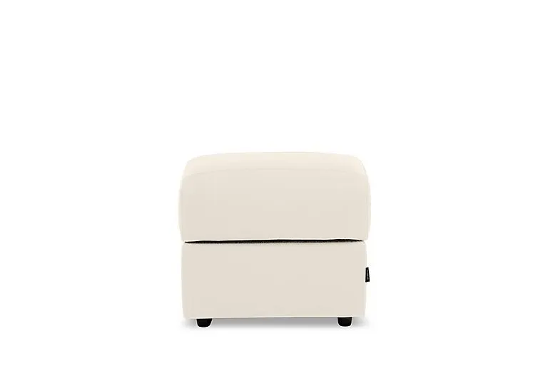 Canto Square Leather Storage Footstool - Torello Bianco Puro