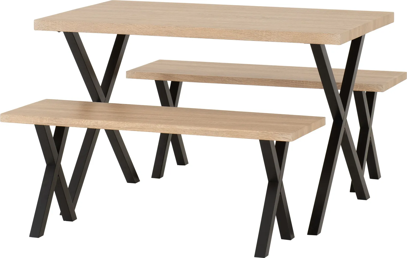 Seconique Buxton Dining Bench Set in Light Oak 4