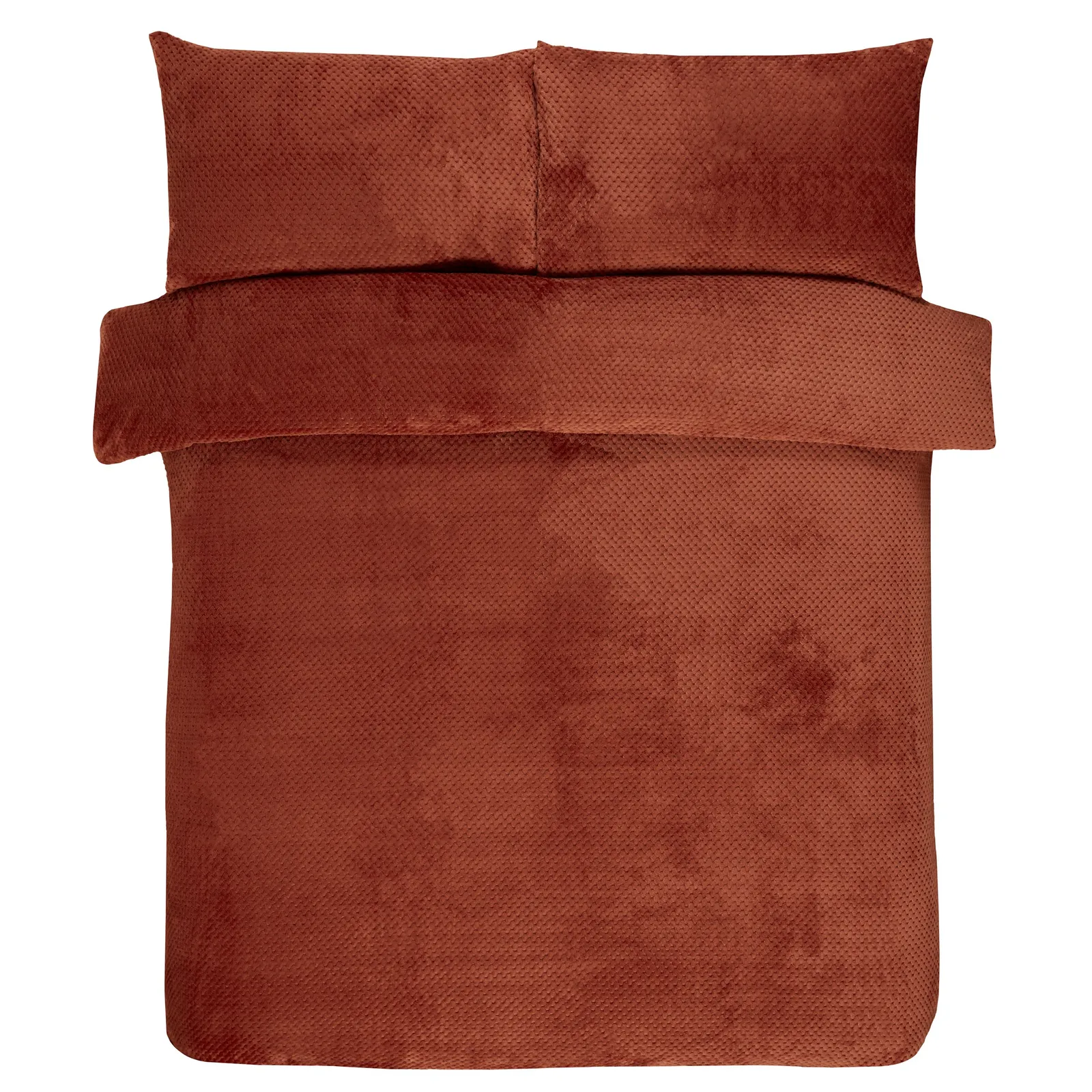 Smart Living Luxury Super Soft & Reversible Waffle Teddy Fleece Duvet Set in Burnt Orange 3