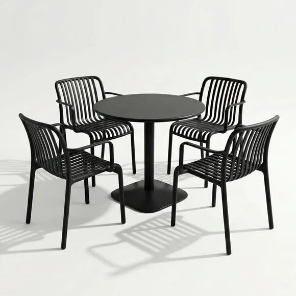 Modura Albin Round Table with 4 Alma Armchairs 2