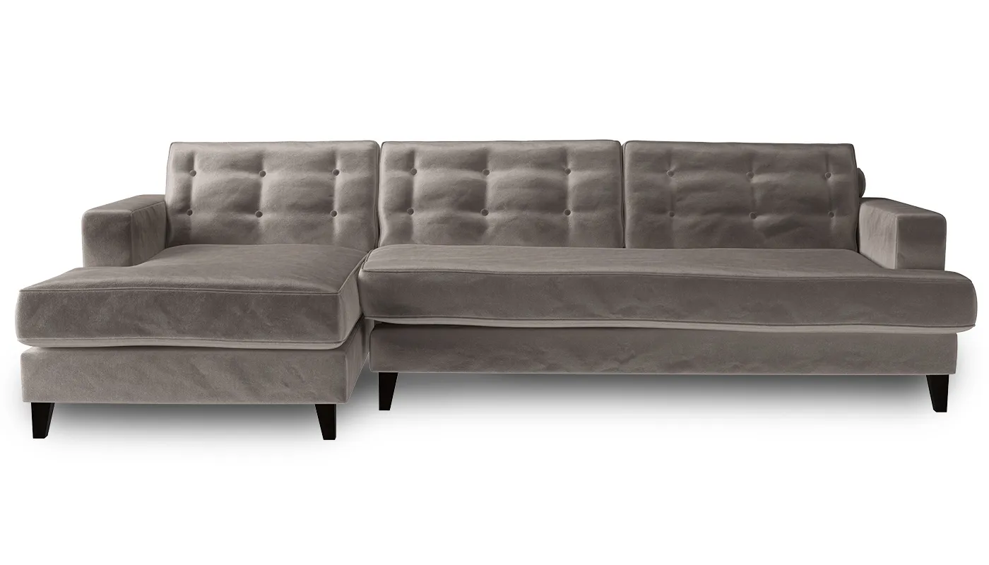 Heal's Mistral Left Hand Corner Sofa Velvet Mink Black Feet