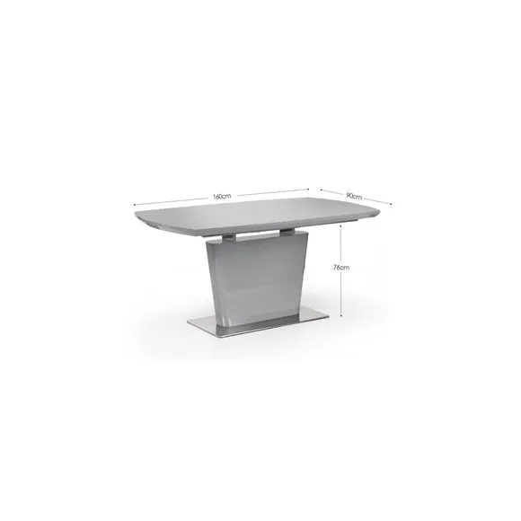 Como 4-6 Seater Rectangular Extendable Dining Table with 4 Chairs, Grey High Gloss